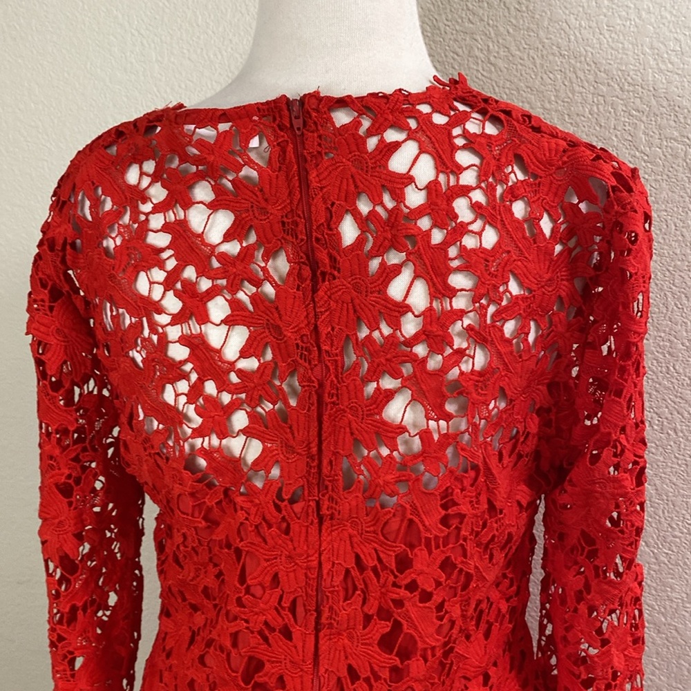 ASTR Red‎ lace Long Sleeve V Neck Lined Back Zip Size XL - Picture 5 of 5